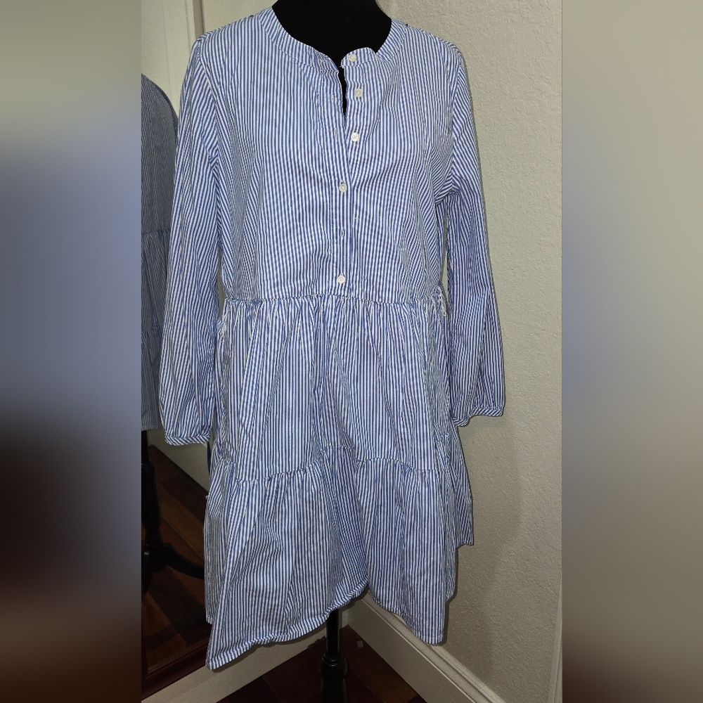 Blue Striped Women Dress